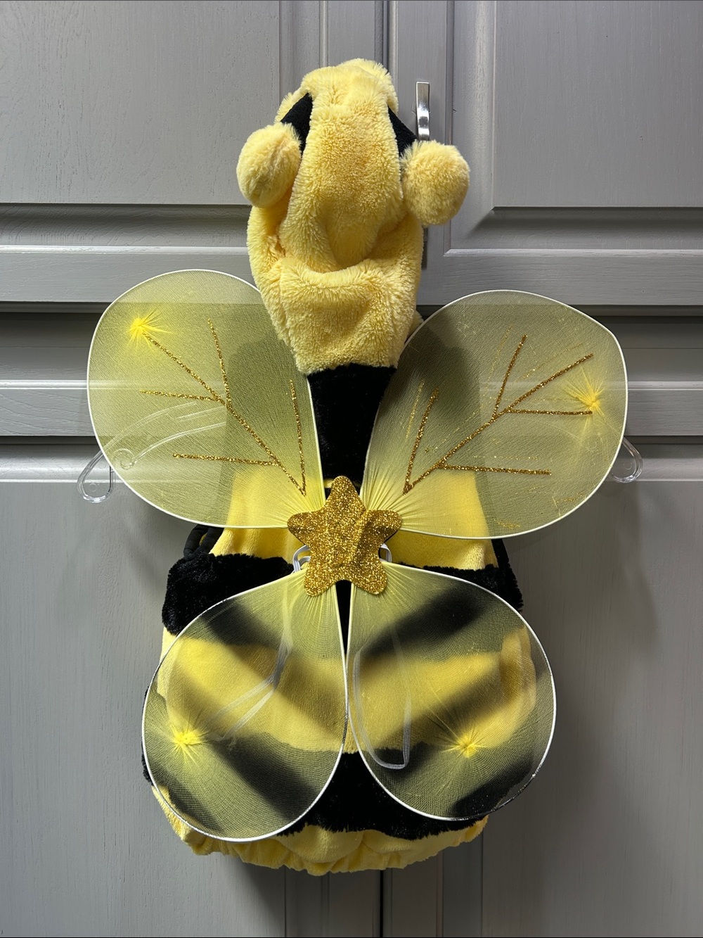 Infant Plush Yellow & Black Bumblebee Costume with Wings Size 6-12 Months - Picture 2 of 9